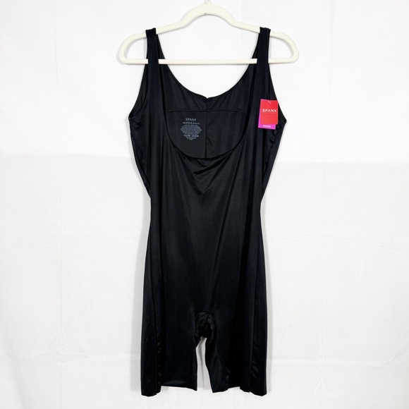 SPANX Plus Size Power Conceal-Her Open-Bust Mid-Thigh Bodysuit Very Black - Picture 2 of 9